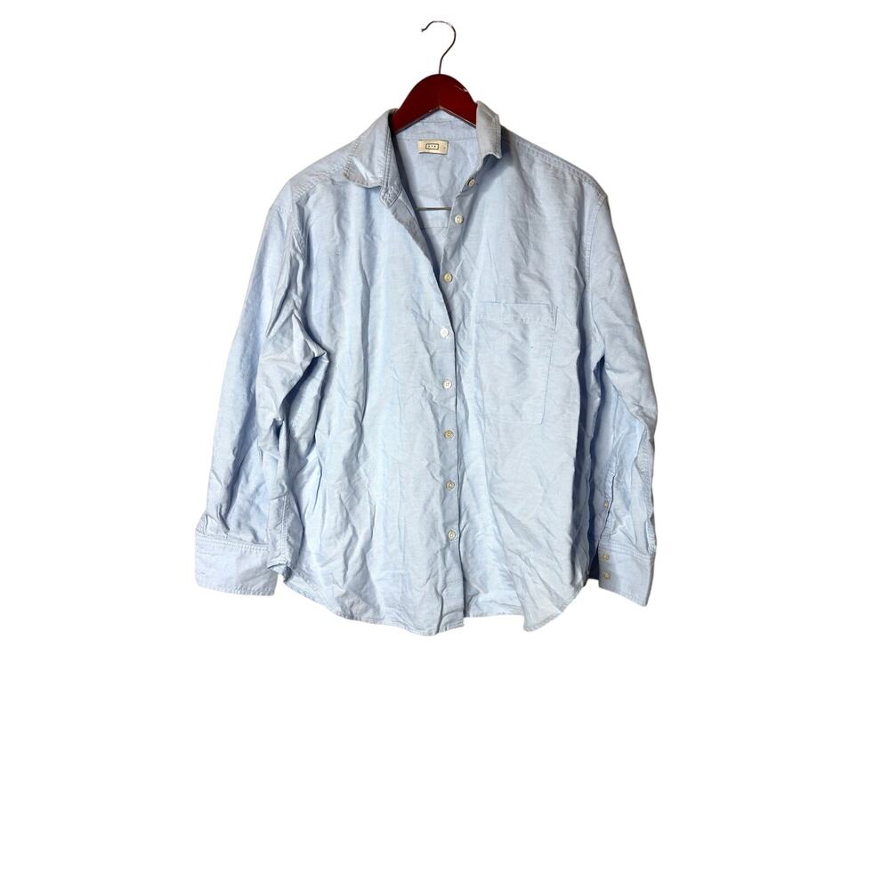 AYR Womens L Light Blue Oxford Button Down Shirt 100% Cotton Oversized